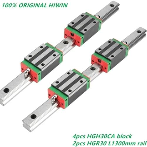 Original HIWIN 2pcs Linear guide HGR30 1300mm rail with 4pcs linear block HGH30CA carriage