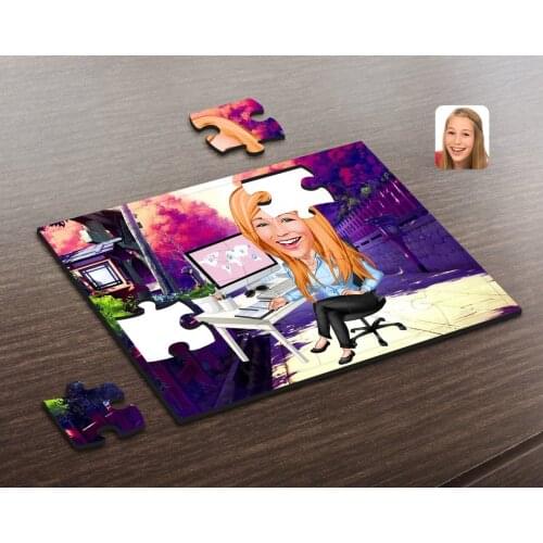 Personalized Women 'S General Manager Caricature Of Wooden Puzzle-1