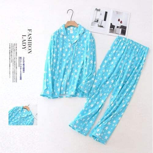 Autumn Cotton Brushed Pajamas Long Sleeve Turn-down Collar Sleepwear Women Sleepwear Pyjama Two Piece Set Couple Sexy Nightwear