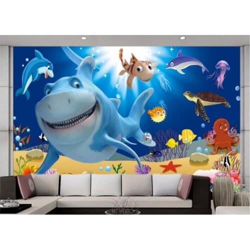 Custom photo wallpaper 3d wallpaper for walls 3 d underwater world dolphin mural 3D television background wall papers home decor
