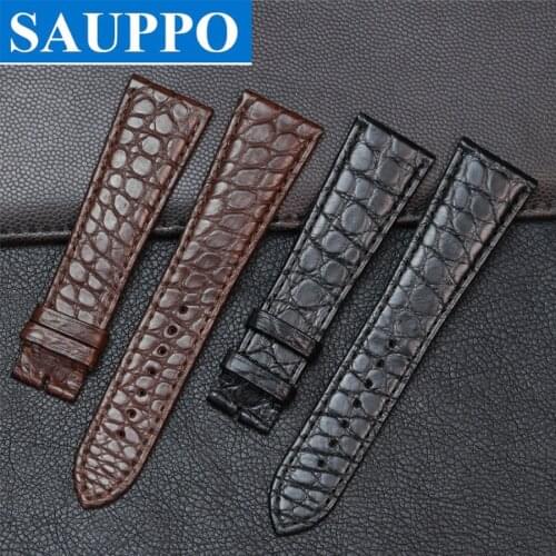 SAUPPO Crocodile Skin Leather Watch Accessories Watch Strap Bands with Round Grain Bracelet suitable for Tank Men