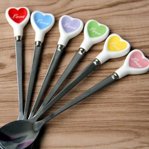 Heart Shape Stainless Steel Coffee Spoon Dessert Sugar Stirring Spoon Ice Cream Honey Spoon Kitchen Accessories Tableware New