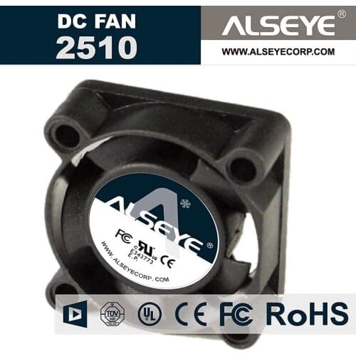 ALSEYE 2510 DC 12v Cooling Fan 25mm Mini Cooler 0.25A 10000RPM Fan 25x25x10mm 2pin Fans