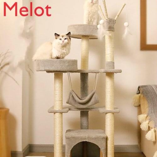High-End Luxury Cat Nest Integrated Tongtianzhu Cat Tree Large Solid Wood Cat Supplies Cat Toy Cat Accessories Pet