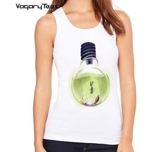 Funny New design garment Deep Light Dive Cool Printed Womens Casual Tank-top Female Retro Hipster Tops