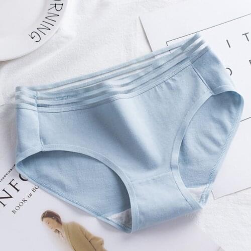 Sanderala Women Cotton Panties Female Edge Breathable Briefs Sexy Solid Underwear Women Cotton Crotch Comfortable Lingerie