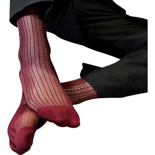 Mens Classical Sheer Silk Socks Formal Business Socks For Men Sexy Design New Arrivel Free Shipping