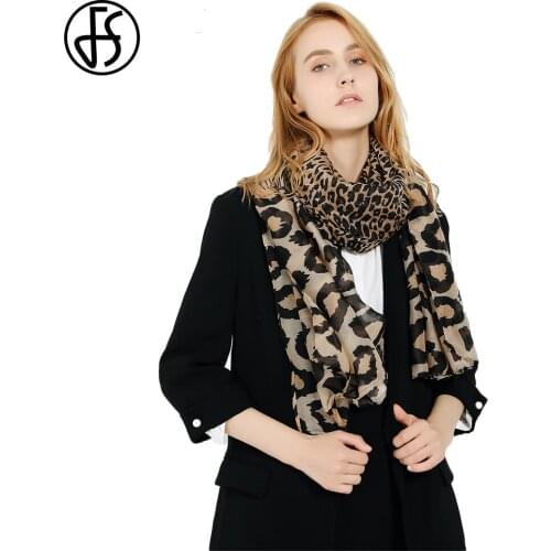FS Winter Women Animal Print Leopard Scarf Khaki Viscose Neck Blanket Scarves Stoles Warm Fashionable Ladies Shawl Wrap Poncho