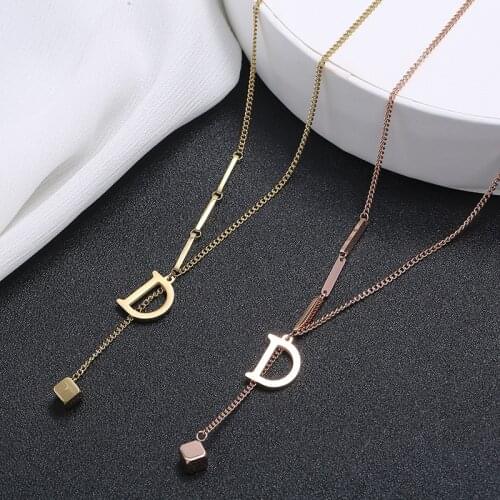 Classic Design Famous Brand D Letter Pendant Necklace For Woman Titanium Steel Woman Necklace Luxury Jewelry Female Top Quality