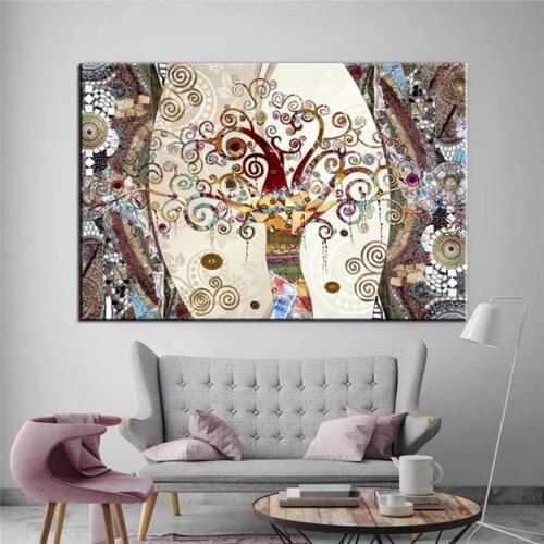Famous Painting Wall Art Posters and Prints on Canvas Painting The Tree of Life by Gustav Klimt for Living Room Decor