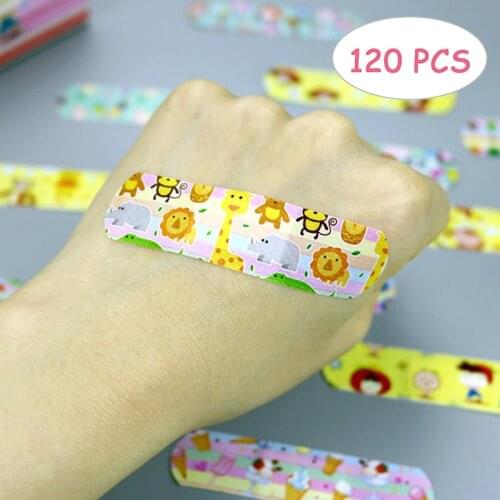 120PCS Waterproof Breathable Cartoon Band Aid Hemostasis Plasters Emergency Adhesive Bandages For Kids