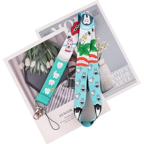 24pcs/lot MD571 DMLSKY Protect teeth Lanyard Keychain Lanyards for keys Badge ID Mobile Phone Rope Neck Straps Gifts For Dentist