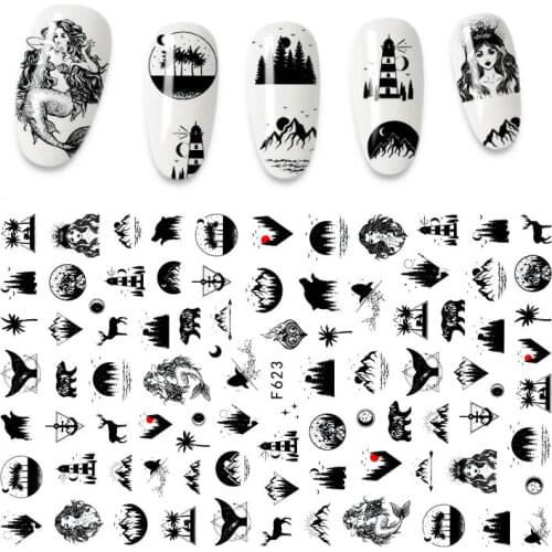 3D stickers for nail design red black love comic characters manicure self-adhesive nail art decoration sticker decals