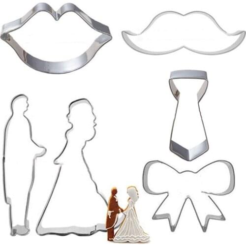 6Pcs/Set Wedding Cookie Cutters Metal Pastry Biscuit Cutter Stainless Steel Tools Party Decorating Tools Supplies