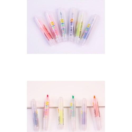 6 x Mini Fruit Kid School Children Highlighters Pens Stationery Scented Coloured