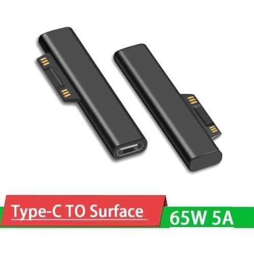 65W 5A Type-C TO Surface PD Fast Charging Plug Converter Adapter for Surface Pro 3 4 5 6 Go USB-C Female Surface Book