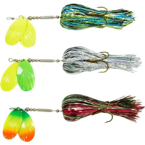 SWOLFY Buzzbait Metal Spinner Fishing Lure Rubber Jig Spinner Bait Sequin Lure Jig Head Metal Spoons