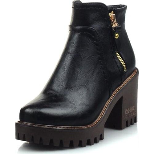 Color Spray Paint Super High Thick Heel Retro Shoes PU Zipper String Color To Keep Warm Ankle Boots Gradient Color Platform Shoe