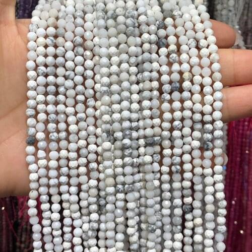 2/3/4mm Natural Faceted White Howlite Turquoise Stone Beads Loose Spacer Beads For Jewelry Making Accessories Diy Ear Bracelets