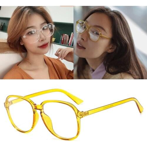 FEISHINI Transparent Big Frame Glasses Frame Women brand Clear Lens Eyewear frames Ladies Myopia Nerd PINK eyeglasses frame