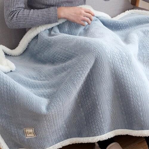 Flannel Padded Shawl Blanket Lazy Lamb Wool Blanket Nap Winter Ins Office Solid Color Sofa Blanket Portable Blanket For Home