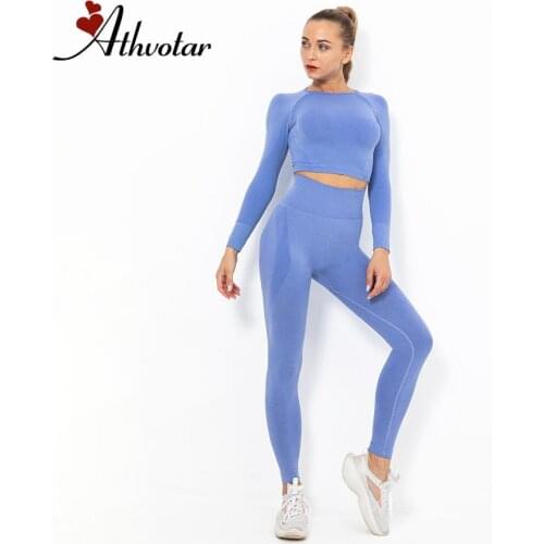 ATHVOTAR Woman Sport Outfit Fitness Suits Seamless Yoga Set Sports Bra and Leggings Jogging Women Gym 2 Piece