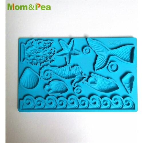 Mom&Pea GX287 Sea Animals Shaped Silicone Mold Cake Decoration Fondant Cake 3D Mold Food Grade