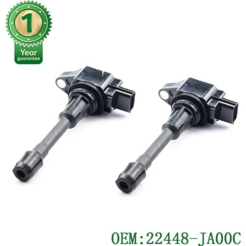 SET 2 TOP HIGH Ignition Coil For NISSAN TIIDA Cube Altima Rogue Sentra Versa Micra X-Trail Qashqai 22448-JA10A 22448-JA00C