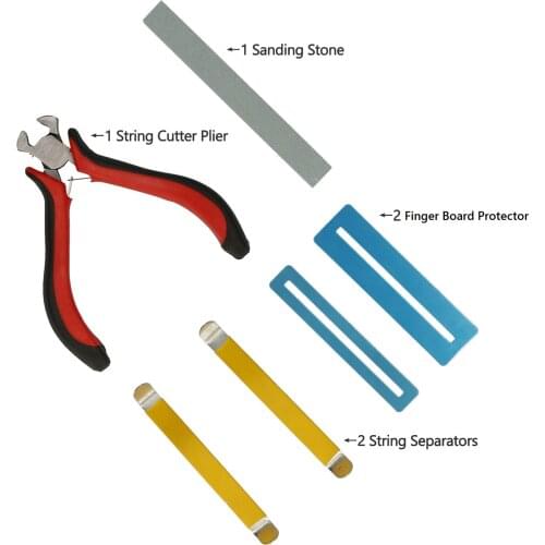 6Pcs Guitar Tools Kit Repair Maintenance Tool 2String Separators 2Fingerboard Protectors 1String Cutter Plier Guitar Accessories