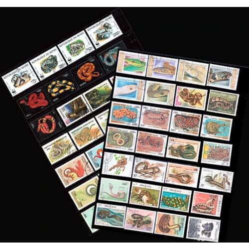 50 PCS Topic Snake Unused Postge Stamps With Post Mark Collecting