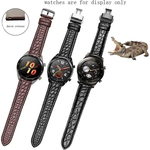 PEIYI High Quality Crocodile Leather strap 22mm black brown bracelet for Huawei watchGT / GT2 Pro men and women watch chain