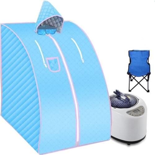 Portable Steam Sauna With Fold Chair Home Sauna Bath 1000W 2L STEAM BATH Sauna Box Ease Insomnia Stainless Steel Pipe Support