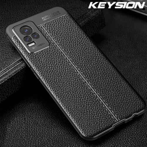 KEYSION Shockproof Case For VIVO V21e V21 5G Leather Texture soft Silicone Phone back cover for VIVO Y73 5G Y72 5G Y52 5G Y53S