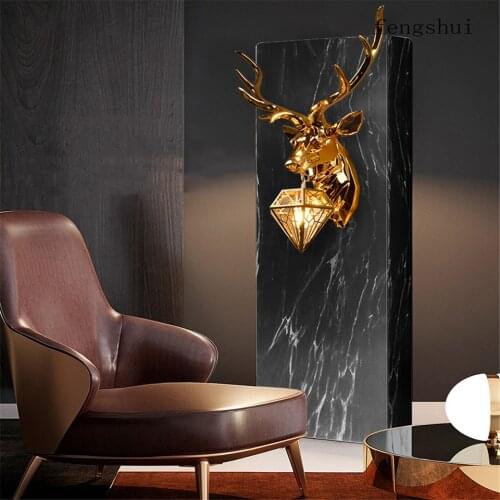 Modern Luxury Led Wall Lamp Resin Wall Lamps Deer Light Bedroom Living Room Kitchen Home Indoor Decorate Lighting Wall Sconce