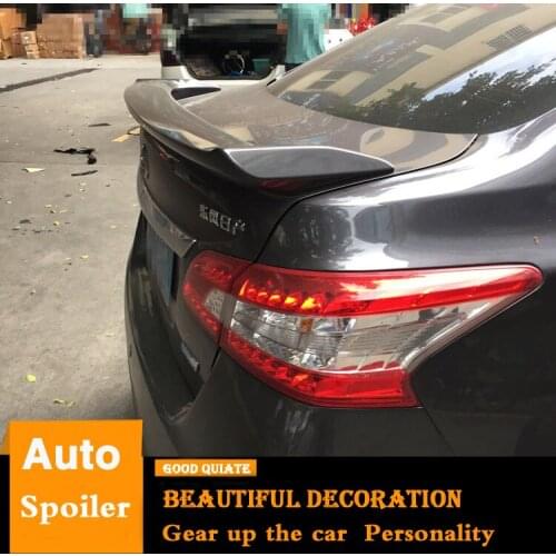 For Nissan Sentra Bluebird Sylphy Spoiler 2012-2016 With brake lights ABS Material Car Rear Wing Primer Color Trunk Rear Spoiler