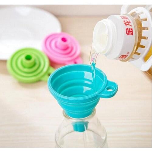 Retractable folding silicone funnel mini folding silicone portable funnel kitchen supplies household wine funnel oil pot funnel