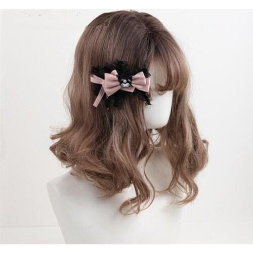 Sweet Cool Hairclip Lolita Black Pink Color Big Ear Dog Little Devil Hairpin D909