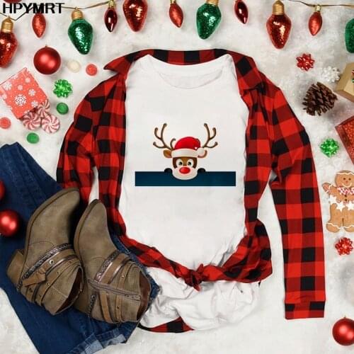 Womens T-shirt Reindeer Cute graphic T shirt casual short-sleeve cartoon Merry Christmas Harajuku Tshirt tops female Clothing