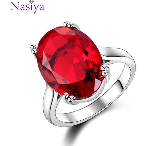 Red Ruby Oval Egg Shape Gemstone Sterling 925 Silver Wedding Rings For Women Bridal Fine Jewelry Engagement Bague Accessories