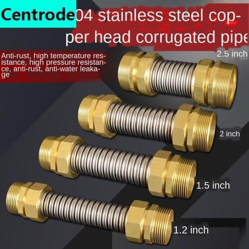 1.2 / 1.5 / 2 / 2.5 inch central air conditioning bellows 304 stainless steel metal hose thickened copper head double outer wire