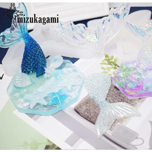 1pcs/lot UV Resin Jewelry Liquid Silicone Mold Mermaid Fish Tail Shape Resin Molds For DIY Pendant Charms Making Jewelry