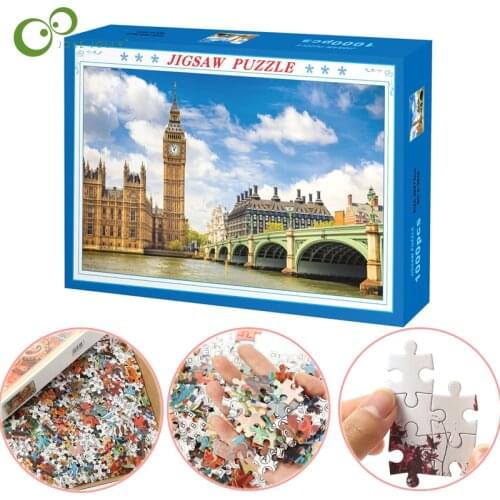 1000pcs Famous City Landscape Building Puzzle Paper Adult Puzzle Children Early Educational Toys Family Game Party Gifts DDJ