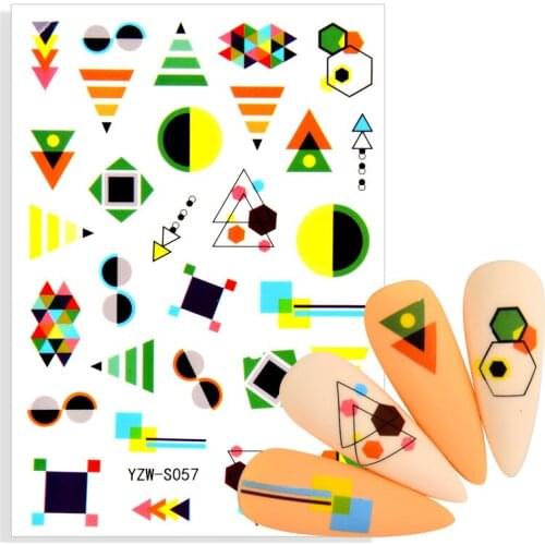 2021 NEW Designs 3D Nail Art Stickers Abstract Geometric Animal Panda Leaf Flower Face Nail Decal Manicure Decorations Supplies