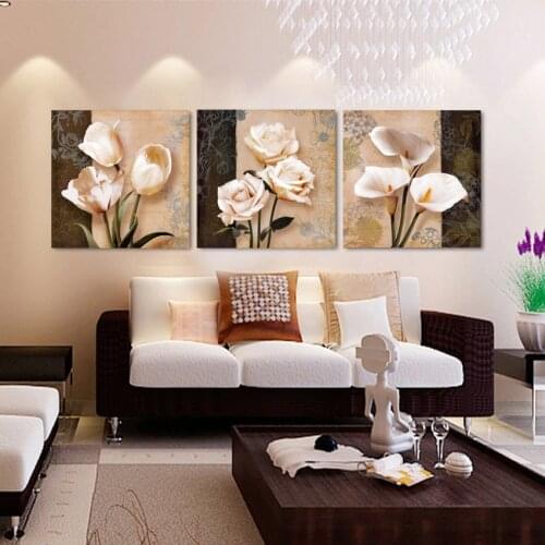 HD Printed Pictures Canvas Wall Art Living Room Home Decor 3 Pieces Abstract Tulip Flowers Paintings Framework Classical Poster