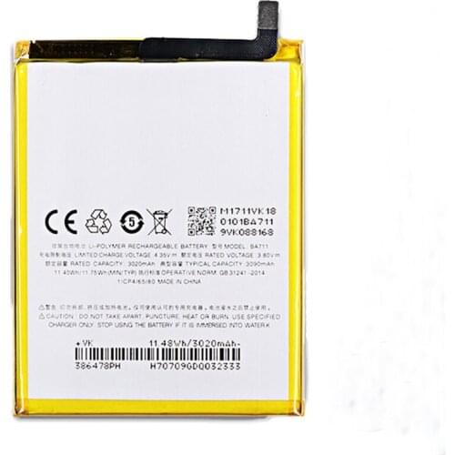 5pcs/lot BA711 3020mAh Battery ForMeizu Meilan 6 BA711 Batterie Bateria Accumulator Mobile Phone Battery