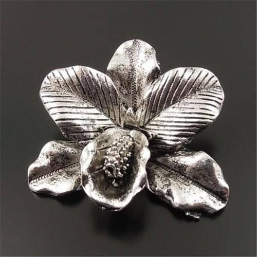 6pcs/pack Wholesale Alloy Silver Color Tone Orchid Pendant Apricot Flower Shaped Charm Pendants Craft DIY Findings