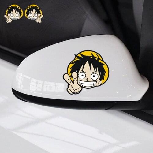 7CM*7CM ONE PIECE Pirate Monkey Luffy Car Stickers Cartoon Decals For Rearview Mirrors Auto Tuning Styling D15
