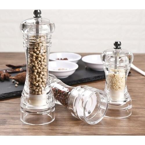 The New Acrylic Grinder Salt Pepper Mill Grinder Manual Pepper Grinder Salt Spices Mill Shaker Transparent Grinding kitchen Tool