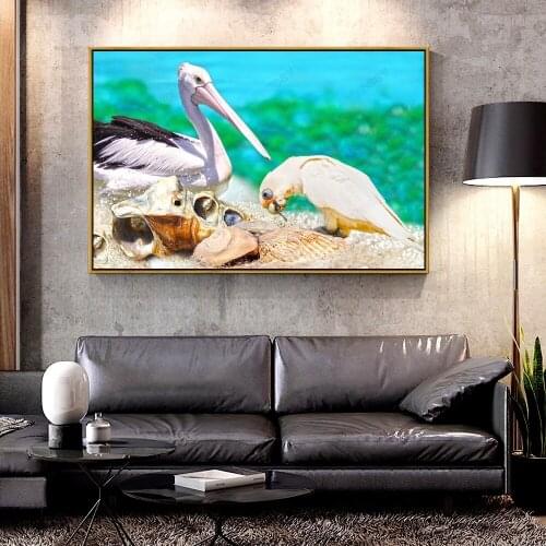 Artcozy Ciconiiformes Oil Canvas Painting for Home Decoration Wall Art Canvas Printings Spray Painting Horizontal Rectangle