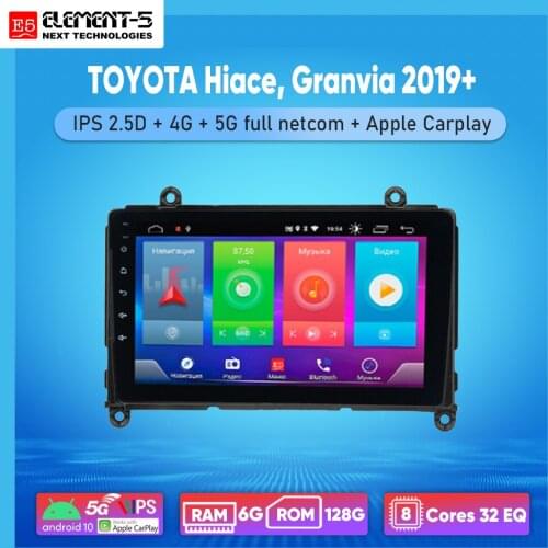 ELEMENT-5 9" 6G+128G Android 10 4G 5G WIFI RDS DSP Car Radio For TOYOTA Hiace, Granvia 2019+ Navigation GPS HIFI